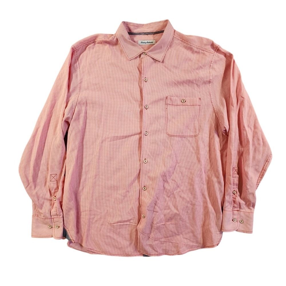 Tommy Bahama Shirt Men's XL Plaid Long Sleeve Button-Up Tencel Lyocell Classic
